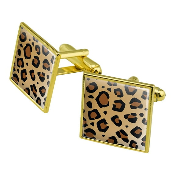 Leopard Print Animal Spots Square Cufflink Set - Silver or Gold