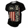 thumbnail image 2 of Men's USA 250 Years Patriotic Flag Print T Shirts Casual Short Sleeve Independence Day Comfortable Tees Tops,Black,S, 2 of 9