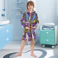 thumbnail image 5 of FORMRS Niños Bathrobe Unisex Hooded Robe Soft Plush Pajamas Sleepwear, Size 10-12T, Purple Simple Triangles, 5 of 7