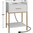 thumbnail image 4 of Masupu Nightstand with Charging Station,3-Tier Modern Bedside Night Stand with Storage Drawer and Shelf,Small End Side Table for Bedroom,Living Room,White, 4 of 7