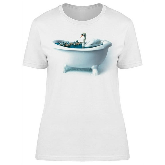 Swan And Ducklings In A Bathtub T-Shirt Women -Image by Shutterstock, Female Large