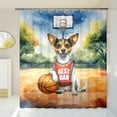 thumbnail image 3 of Happy Father's Day Toy Fox Terrier Playing Basketball with Best Dad Jersey Shower Curtain Dog Lover Waterproof Bathroom Bathtub Curtain - 13006, 3 of 5
