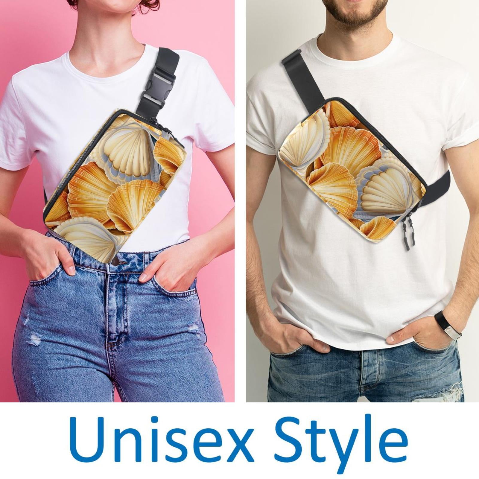 Seashell Lightweight Adjustable Sling Bag with Extension Strap Money Belt Fanny Packs Waist Packs Unisex
