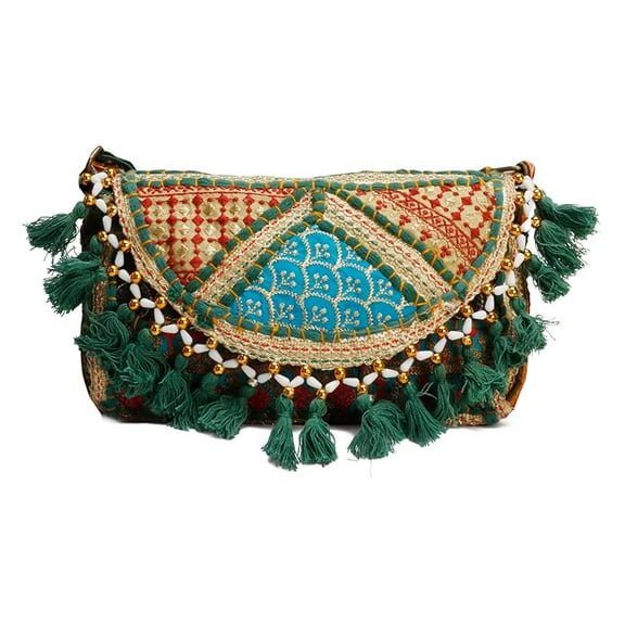 Swadeshi Desire Handmade Cotton Ethnic Rajasthani Embroidered Bags for Women Sling Clutch with Handle Purses for Ladies