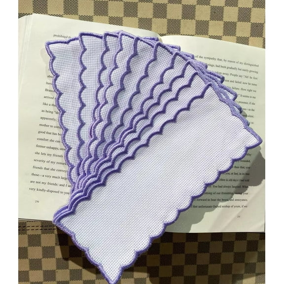 10pcs 14ct Purple Edged Blank Cross Stitch Bookmarks, Blank aida Bookmark to Cross Stitch