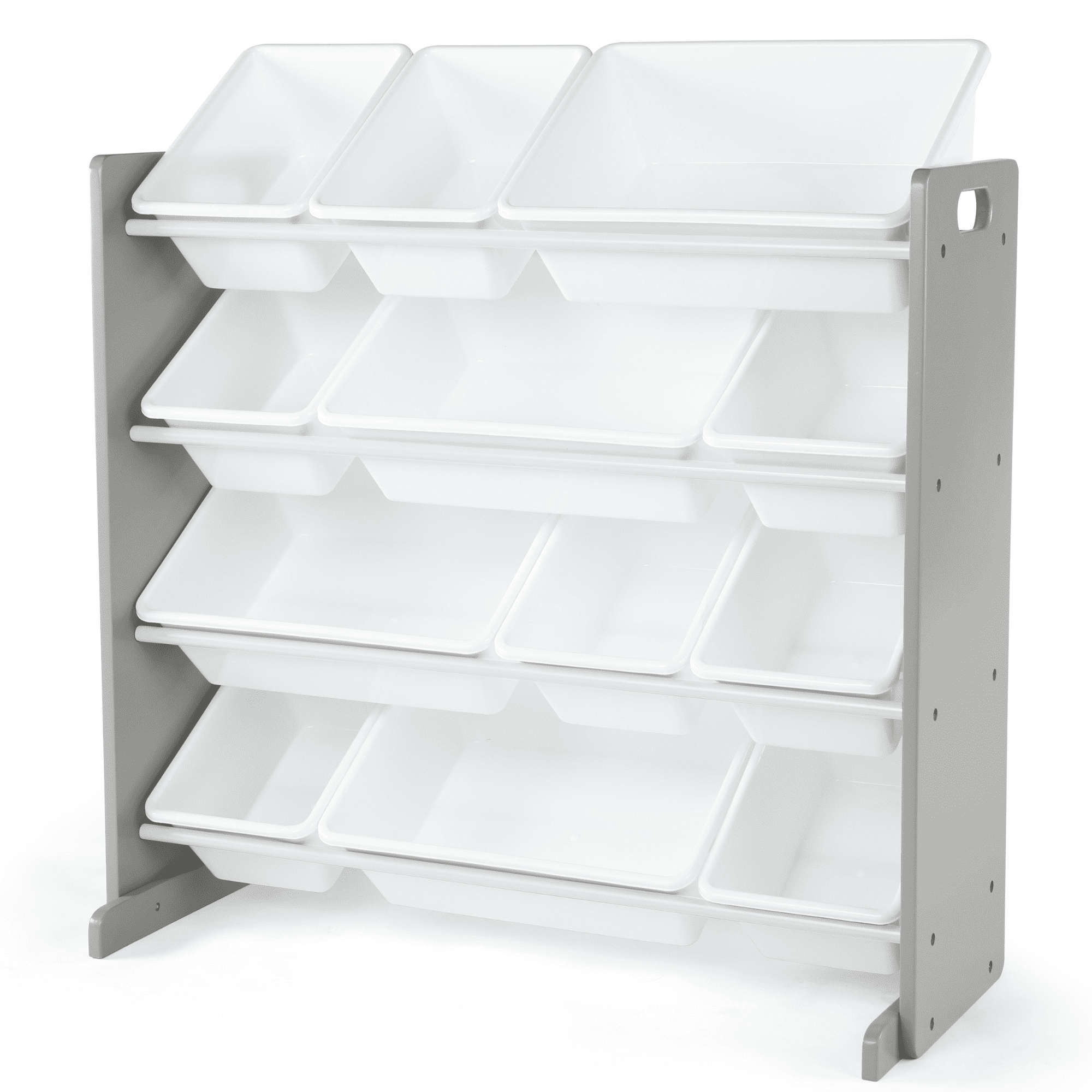 Humble Crew Kids Inspire Toy Storage Organizer with 12 Plastic Storage Bins, Grey/White