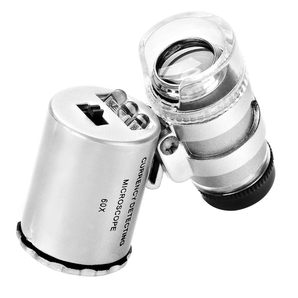 Pocket Microscope 60x Zoom Jewelry LED Mini Microscope Portable Optical