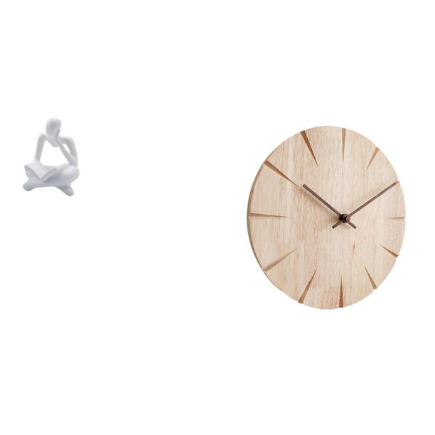 Figura de lector abstracto,Estatua de pensador abstracto,arte,manualidades,decoraciones,Reloj de pared redondo,Reloj de pared de madera maciza para decoración de sala de estar,Reloj de pared