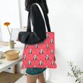 thumbnail image 6 of DouZhe Reusable Grocery Bags, Pink Hearts Love Cute Panda Lightweight Polyester Canvas Cloth Tote Bag for Travle Gym Shopping School, 15" x 16", 6 of 7