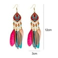 thumbnail image 5 of Walbest 1 Pair Women Faux Feather Earrings Vintage Bohemian Earrings Long Drop Dangle Earrings With Dream Catcher Design, Alloy Women Fashion Long Earrings for Daily Wear, 5 of 7