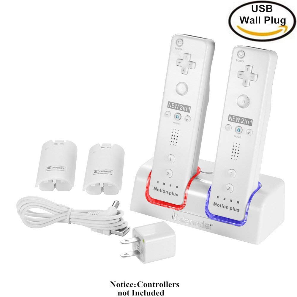 Wii remote battery charger(Free USB Wall Charger+lengthened cord) Dual