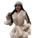 thumbnail image 2 of Gabardina de mujer, chaqueta de gamuza sintética, abrigo de invierno con capucha y cinturón, 2 of 3