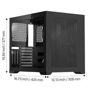 Dual Chamber Mid Tower Gaming PC Case with Tempered Glass Panels Magnetic Dust Filter Cable Management Supports 410mm GPU ATX M-ATX ITX Motherboards No Fan Included