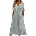 thumbnail image 2 of MORTTIC Women's Eyelet V-Neck Maxi Dress Short Sleeve Flowy A-Line Summer Beach Dress, S-5XL, 2 of 6