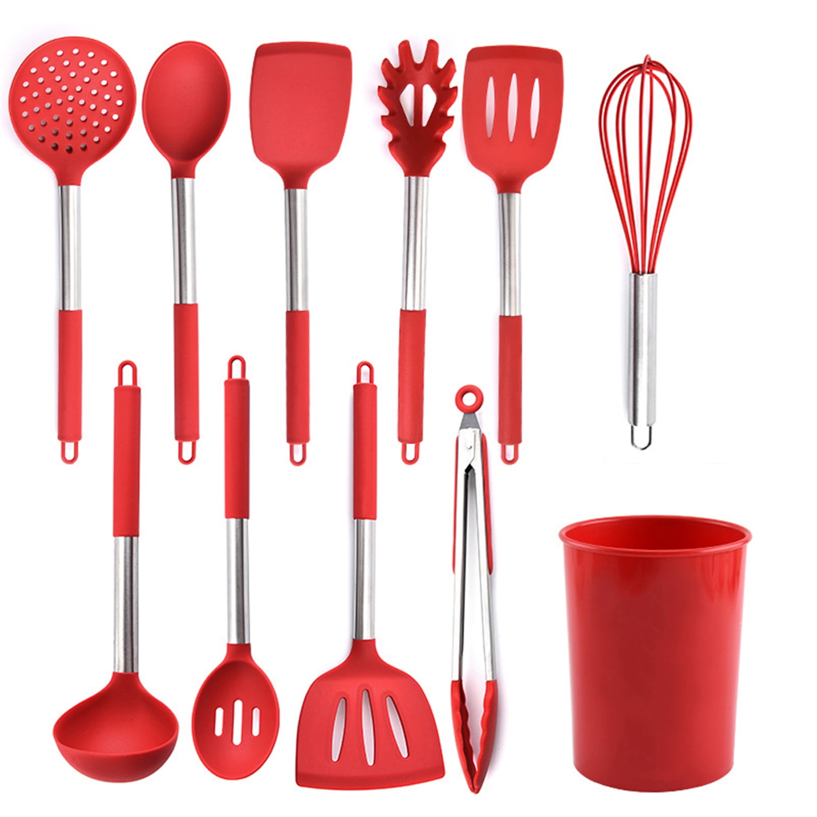 Kitchen Utensil Set, Silicone Kitchen Cooking Tools with Holder, 11pcs
