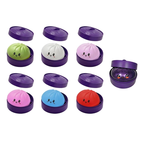 Purple Galaxy Dumpling Squishy, Galaxy Fidget Stress Balls with Box, Dumplings Squeeze Sensory Toys Stress Relief Adults Family Office Random 1pc