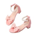 thumbnail image 7 of JAJAHO Girls Princess Dress Shoes Bow Low Heel Sandals Open Toe Hook And Loop Party Wedding Footwear For Little/Big Kids Lovely Shoes, 7 of 7