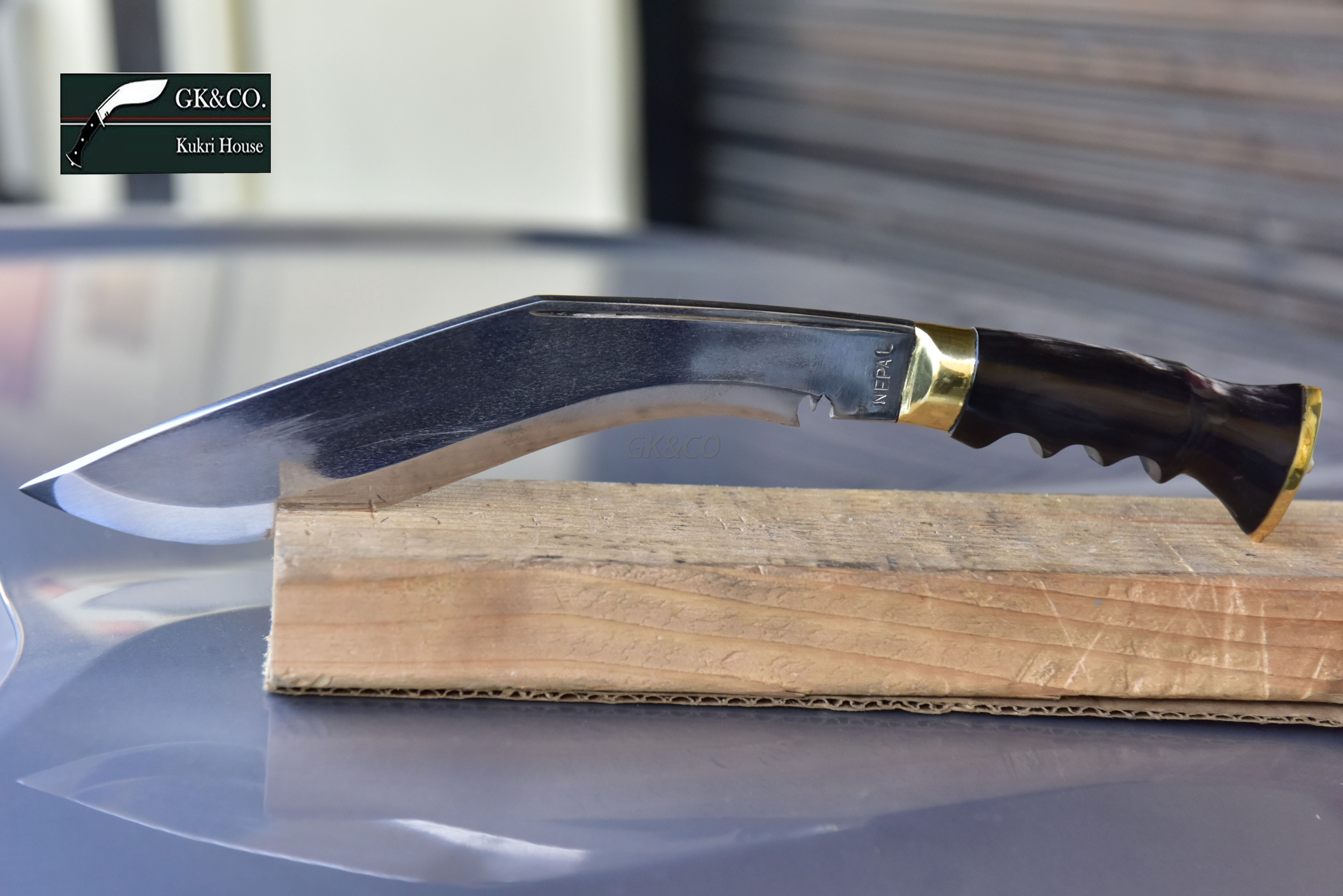 10  inches Blade Genuine Kukri/Khukuri -Service No.1 Highly Polished Knife - Gripper Horn Handle - Handmade in Nepal by GK&CO. Kukri House.
