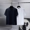 thumbnail image 2 of Camiseta de manga corta de algodón puro con letras de metal D c para hombre, sencilla, de talla grande, con cuello redondo y holgada, 2 of 5