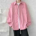 thumbnail image 2 of JTieacloth Business Casual Shirt Men's Long Sleeve Lapel Shirt Casual Solid Holiday Cardigan Shirts Tops Pink, 2 of 6