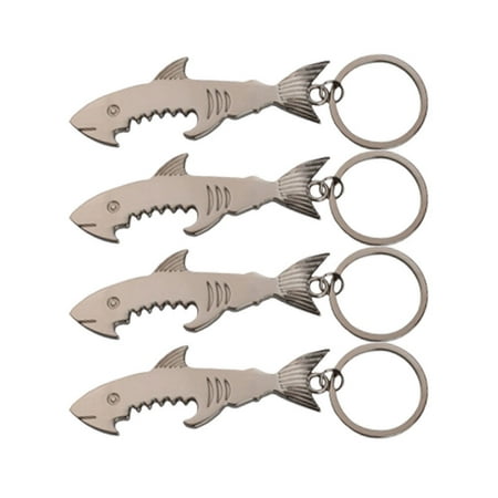 

4 Pcs Shark Shape Bottle Opener Creative Portable Metal Lifter Party Supplies for Party Home Bar Wedding (Silver)