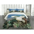 thumbnail image 3 of Ambesonne Underwater Quilted Bedspread Set 3 Pcs, Green Turtle Coral, Queen Size, Blue Green White, 3 of 5