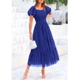 thumbnail image 4 of Vestido Midi de Tul con Fruncido y Mangas Abullonadas azul real talla M PRETTYGARDEN, 4 of 7