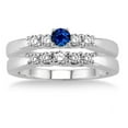 thumbnail image 2 of 1.25 Carat Sapphire and Diamond Elegant 5 stone Bridal Set on 10k White Gold, 2 of 2