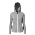 thumbnail image 6 of Plus Size Women's Loose Fit Long Sleeve Hooded Zipper Solid Color Sun Protection Top Shirt Casual Daily Fashion Shirts | CSEONE,Gray 2XL, 6 of 6
