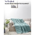thumbnail image 2 of YnM Weighted Blanket — Cotton/Polyester Blend Fabric with Premium Glass Beads (Deep Green/Grey Reversible, 48''x72'' 12lbs), Suit for One Person(~140lb) Use on Queen/King, 2 of 6