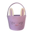 thumbnail image 2 of Cesta de conejito de Pascua con asa, adorable bolsa de golosinas vacía, organizador de almacenamiento Púrpura, 2 of 9