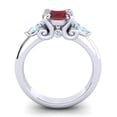 thumbnail image 4 of Diamond-Capitals 2.50 Ct Stunning Round Cut Red Ruby & Aquamarine Gemstone Three Stone Engagement Ring for Ladies Solid 14K White Gold Size 3, 4 of 8