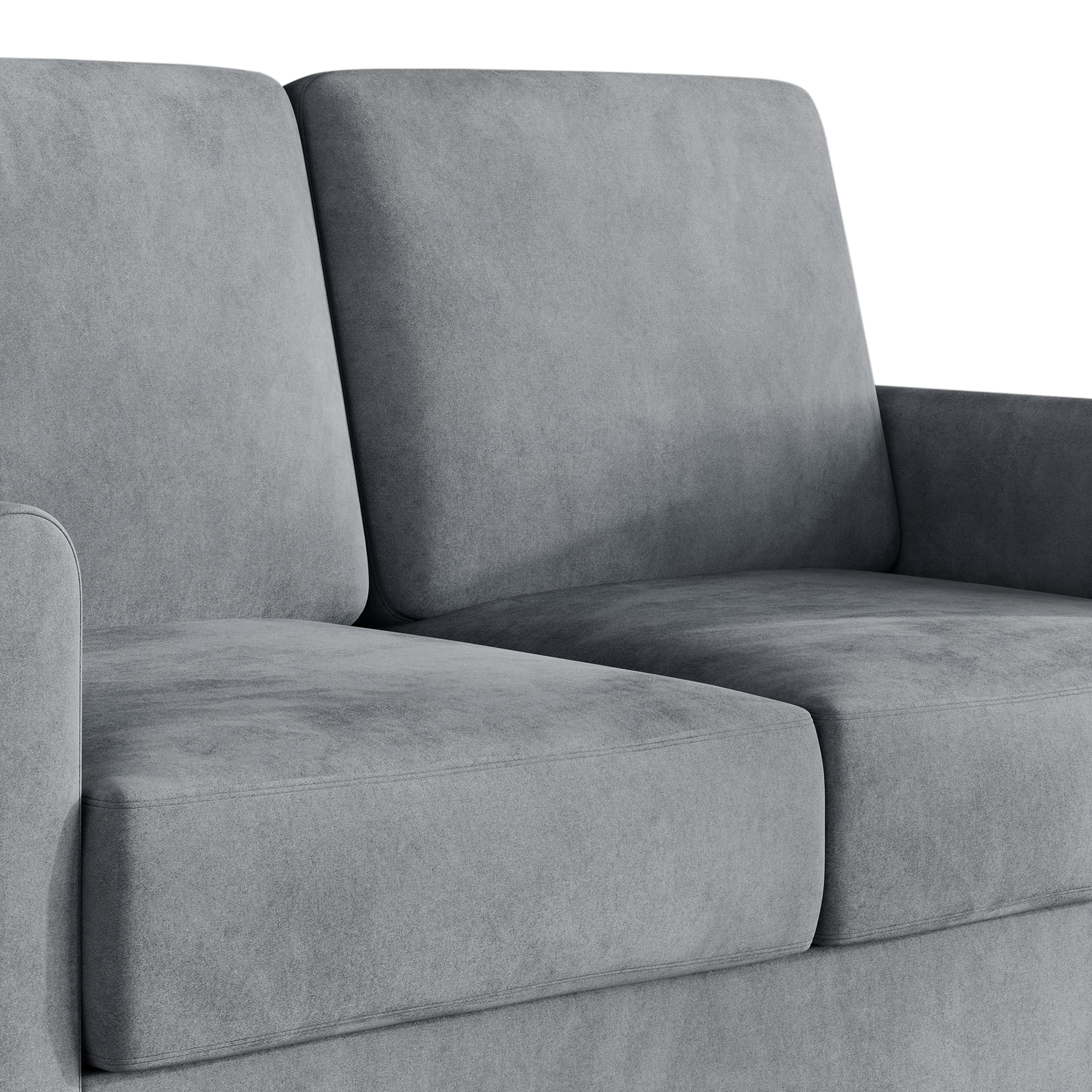 Home Design Goliad Velvet Arm Loveseat with Pocket Spring, Soft Cushions, Clean Lines Design, Gray