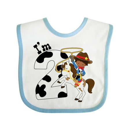

Inktastic I m Two-cowboy Riding Horse Birthday Gift Baby Boy Bib