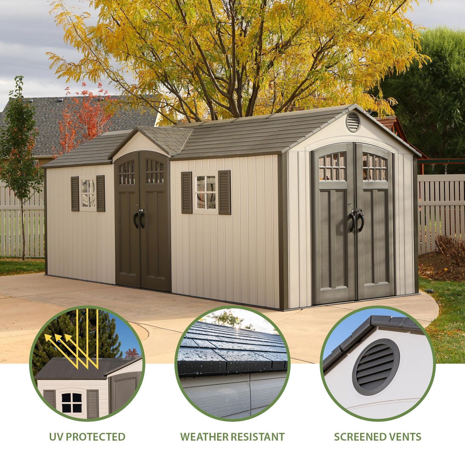Lifetime Outdoor Storage Shed, 20 ft x 8 ft With Dual Side Entry