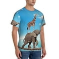 thumbnail image 2 of Bixox Men's Elephant Giraffe Printed Short Sleeve Skinny Athletic T-Shirt, 2 of 6