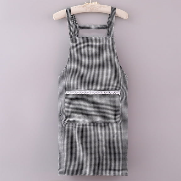 Black Black Canvas Apron For Workwear Kitchen Cooking Adult Size #31077