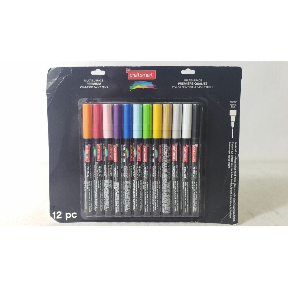 Craft Smart Multi Surface Premium Fine Tip Oil Based Paint Pens 12pcs