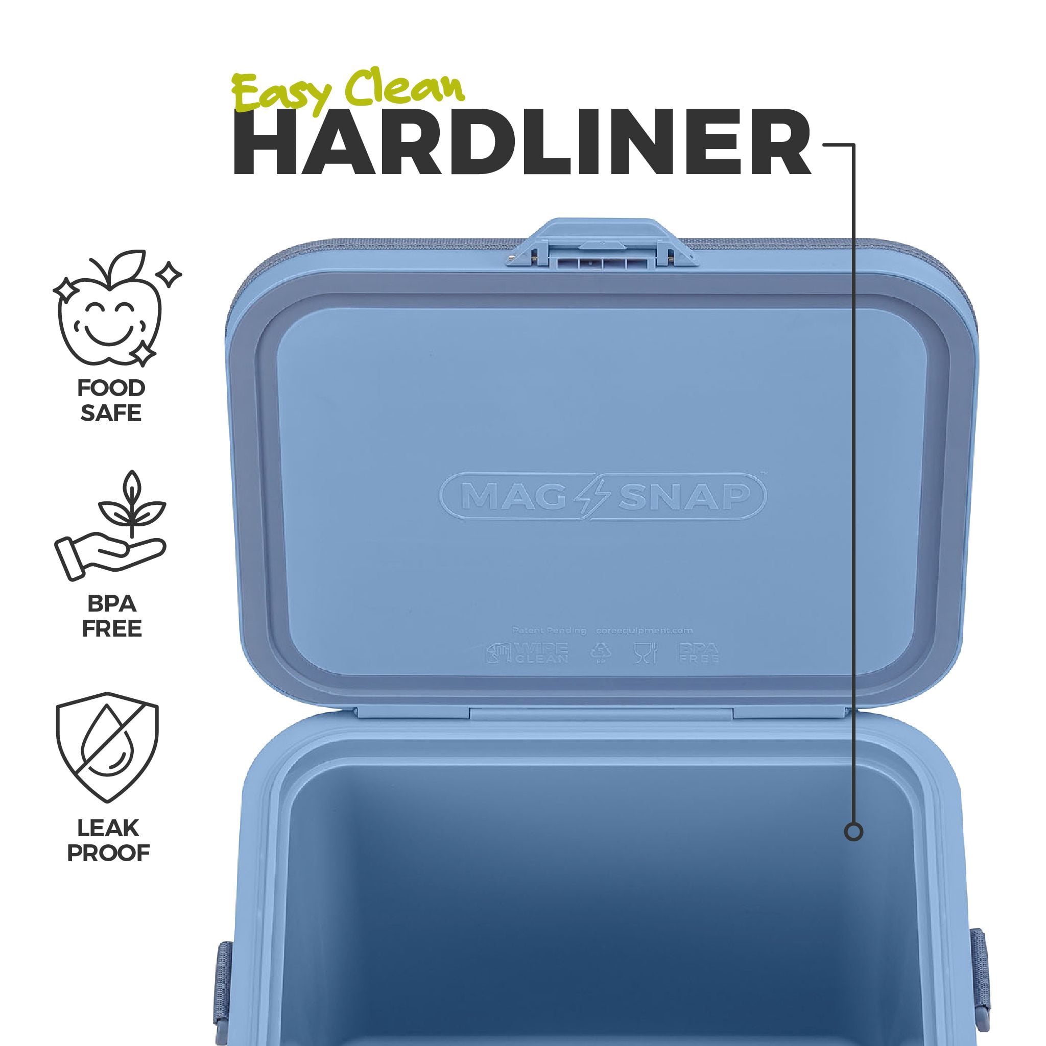 CORE 24 Can FlipBack Magnetic No-Zip Box Cooler, Steel Blue