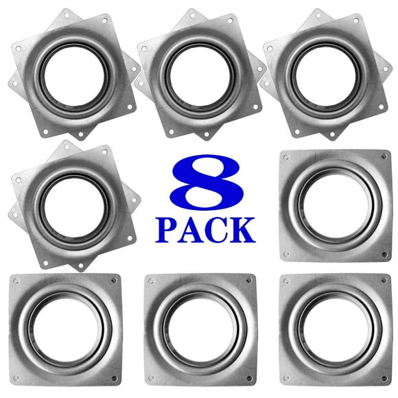 8Pack Lazy Susan Hardware, 4Inch Square Rotating Bearing Plate, 300Lbs Capacity Lazy Susan Turntable Bearing For For Serving Trays, Kitchen Storage Racks, Craft Table, Zinc Plated Steel Swivel Plate