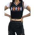 thumbnail image 2 of Kiapeise Women Sexy Knitted Vest, Sleeveless V-neck Off-the-shoulder Short Waistcoat, Black/ Red/ Light Blue/ Dark Blue/ Brown, 2 of 7