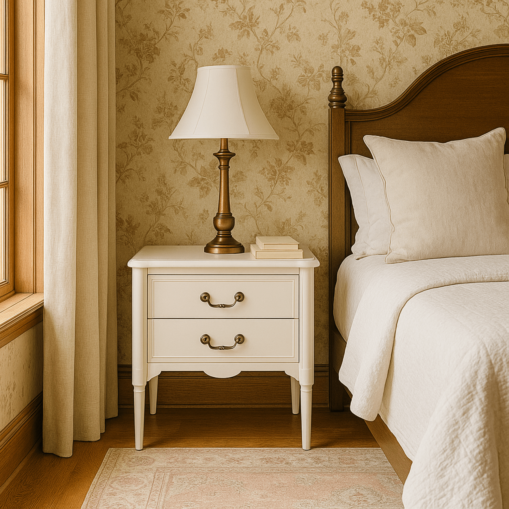 Design House Oxford Traditional End Tables/Nightstands and Chest Set, Antique White