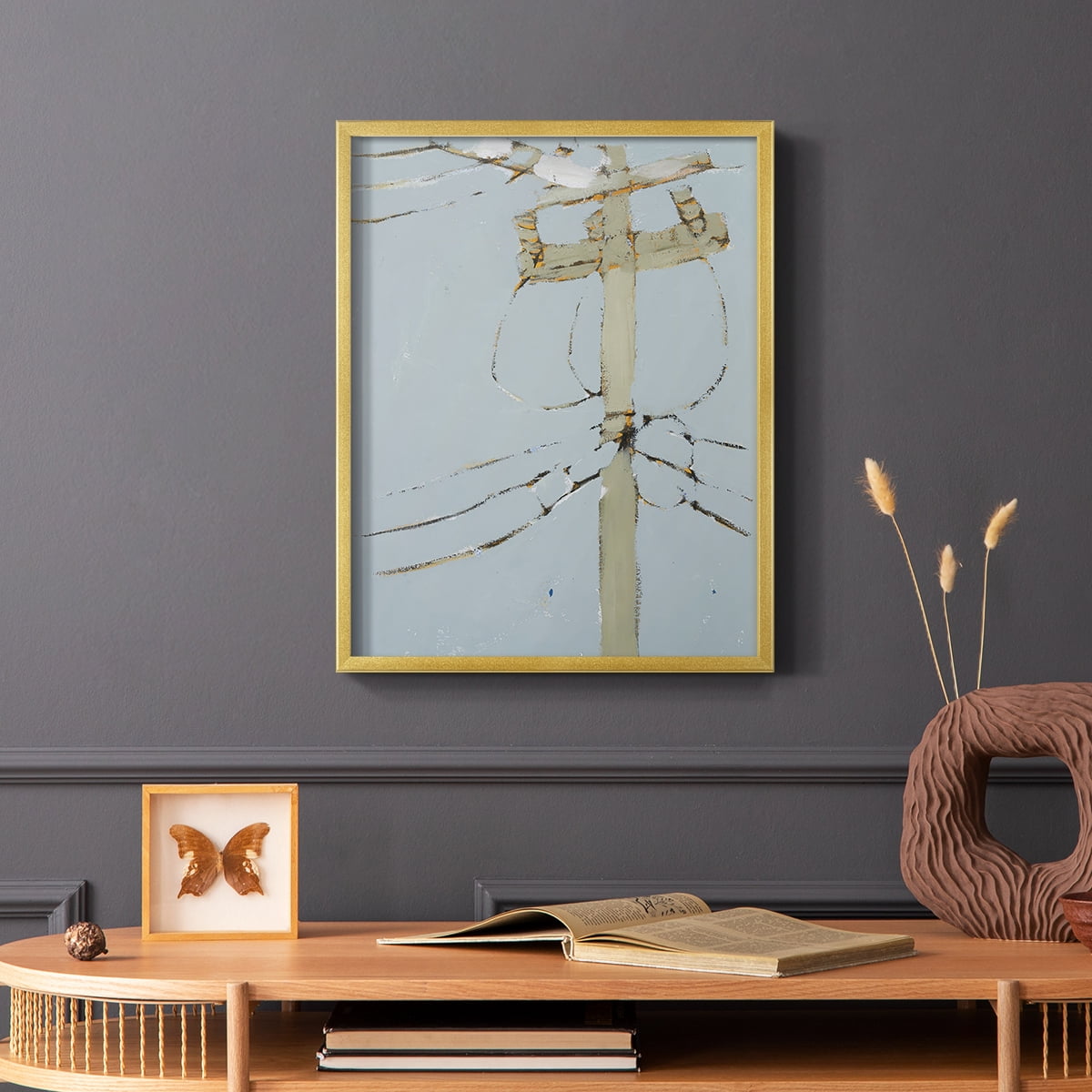 Wires V Framed Print - Solid Wood in Single Picture Frame Solid Wood 2 Framed Print