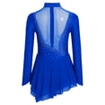 thumbnail image 2 of YiZYiF Girl's Figure Ice Skating Costume Rhinestones Long Sleeve Asymmetrical Ballet Tutu Dance Dress Blue 12, 2 of 7