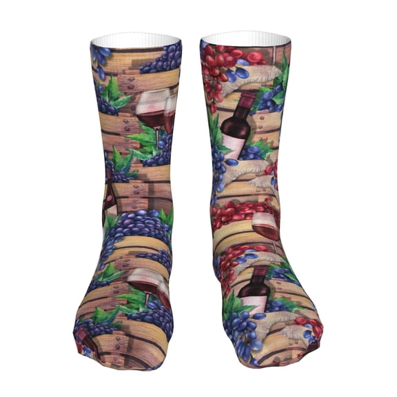 Xecao Glasses Of Red Wine 1 Print Fashion No Heel Casual Crew Socks Cushioned Breathable for Men Women - Moisture wicking,Not easy to fade Suitable for daily