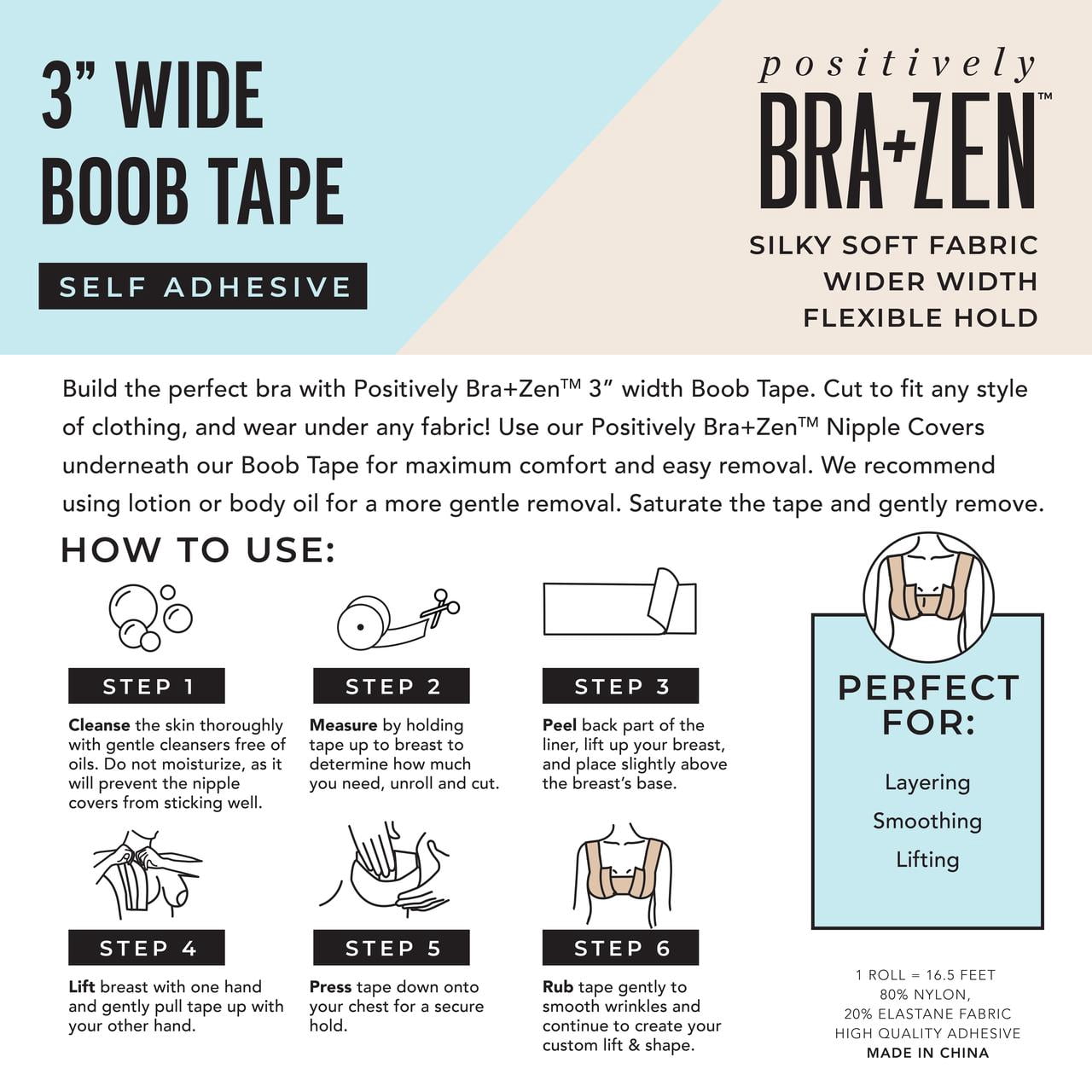 Positively BRA+ZEN Self Adhesive 3" Wide Stretch Fabric Breast Tape