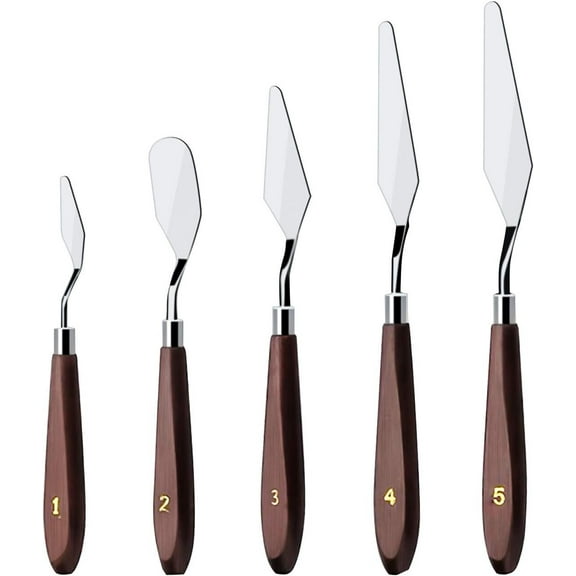 LQQBOX Cake Cream Spatula 5 Pieces/Set Stainless Steel Frosting Baking Pastry Tool Mixing Set Cake Icing Oil Painting Decorating Cream Toner Tool