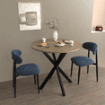 thumbnail image 7 of 3 Piece Dining Table Set for 2, 31.5" Round Kitchen Table with 2 Upholstered Chairs, Modern Dining Room Furniture Set with Metal Legs for Small Spaces, Apartment, Kitchen, Blue, 7 of 7
