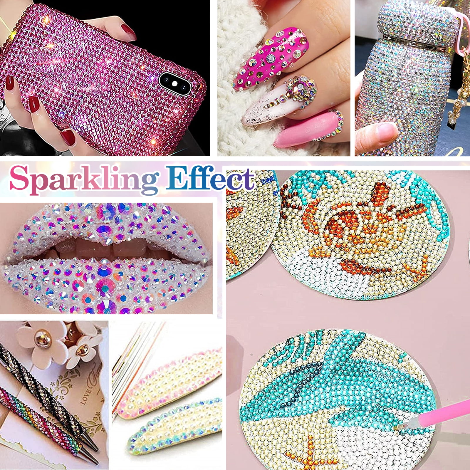 48Color 45000pcs Jelly Resin Rhinestones for Bedazzling Crafting ,Colorful AB Gems Charms for Nails Eyes Face Makeup Tumblers Bottles DIY Crafts Clothes Shoes Phones, 2mm 3mm 4mm 5mm