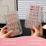 Three-Layer Folding Clear Press on Nails Storage Box with 30 Pcs Adhesive Double Sided Tape Large Transparent Acrylic Nail Display Box Artificial False Nail Box Organizer Fake Nail Case Boxes